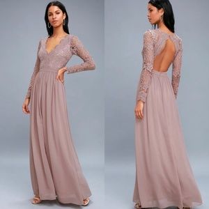 Dusty Lavender Long Sleeve Lace Dress
